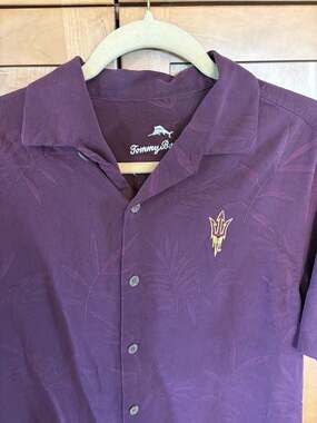 Tommy Bahama ASU Arizona State Sun Devils 100% Silk Maroon Palms Size M